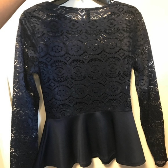 NWOT Dark blue peplum top - Picture 2 of 3